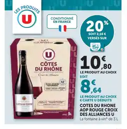 U Express U côtes du rhône aop rouge croix des alliances offre