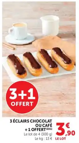 U Express 3 éclairs chocolat ou café offre