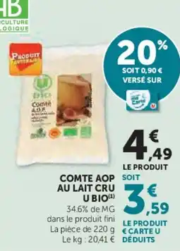 U Express Comte aop soit au lait cru u bio offre