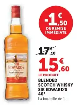 U Express Blended scotch whisky sir edward's 40° offre