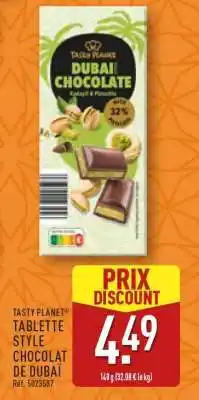 ALDI Tasty Planet Tablette Style Chocolat de Dubaï offre