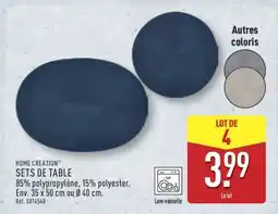 ALDI HOME CREATION SETS DE TABLE offre