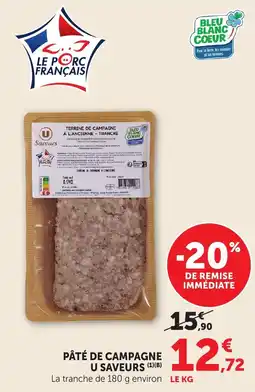 Maximarché Pâté de campagne u saveurs offre