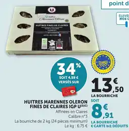 Maximarché Huitres marennes oleron fines de claires igp u offre