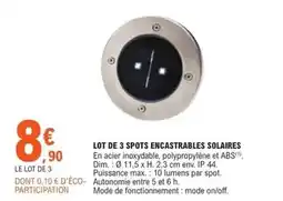 E.Leclerc Dim - lot de 3 spots encastrables solaires offre