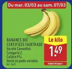 ALDI Bananes bio offre