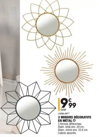 ALDI 3 Miroirs décoratips en métal offre
