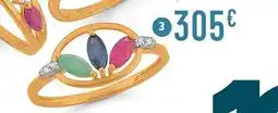 E.Leclerc Bague saphir, rubis, émeraude et diamants 0,01 ct, taille 54, or jaune et rhodié offre