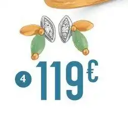 E.Leclerc Boucles émeraude et diamant 0,01 ct, or jaune et rhodié offre