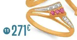 E.Leclerc Bague rubis et diamants 0,02 ct, taille 54, or jaune et rhodié offre