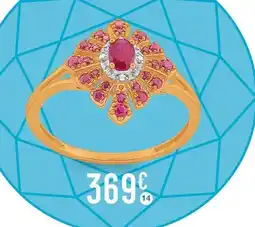 E.Leclerc Bague rubis et diamants 0,01 ct, taille 54, or jaune et rhodié offre