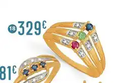 E.Leclerc Bague saphir, rubis, émeraude et diamants 0,03 ct, taille 54, or jaune et rhodié offre