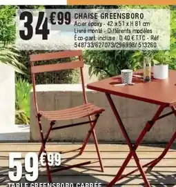 La Foir'Fouille HESPÉRIDE Chaise greensboro offre