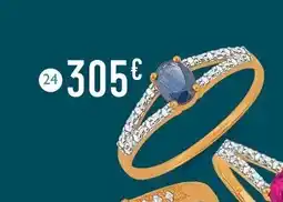 E.Leclerc Bague saphir et diamants 0,06 ct, taille 54, or jaune et rhodié offre