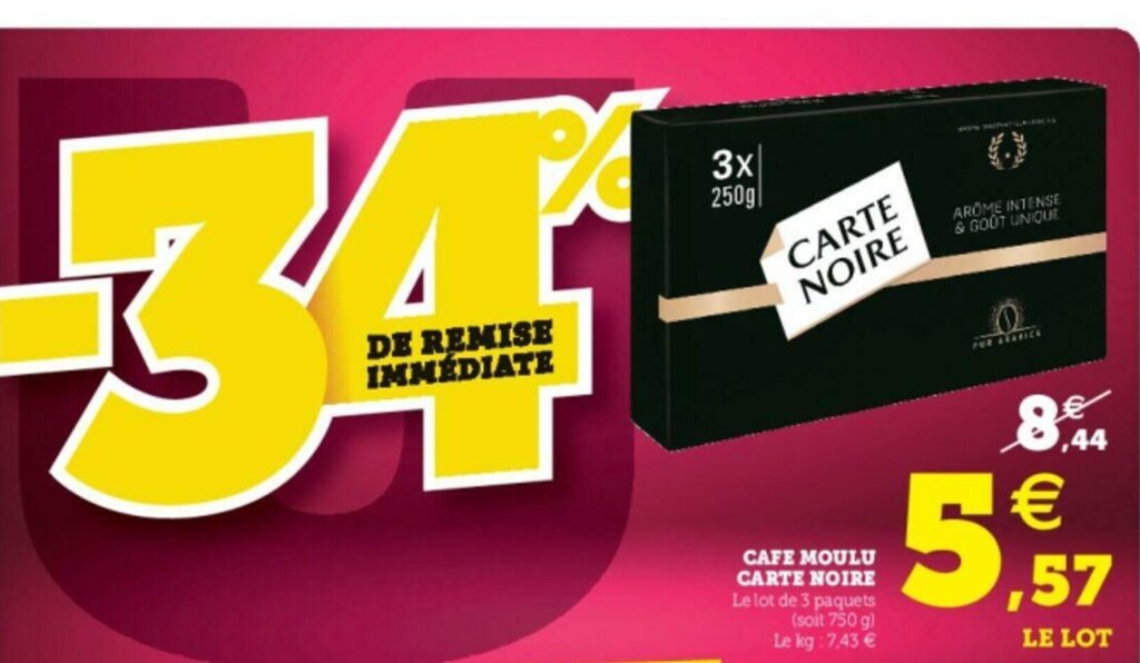 Hyper U Cafe moulu Carte Noire offre