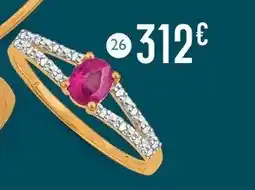 E.Leclerc Bague rubis et diamants 0,06 ct, taille 54, or jaune et rhodié offre