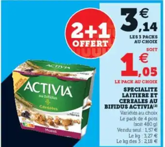 Hyper U Specialite laitiere et cereales au Bifidus Activia offre