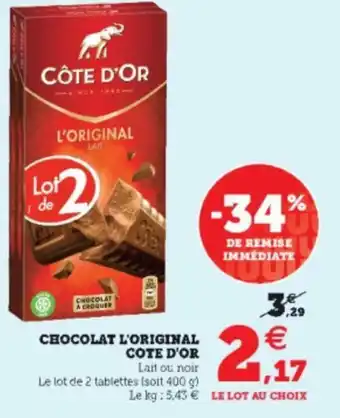 Hyper U Chocolat L'Original Cote d'Or offre