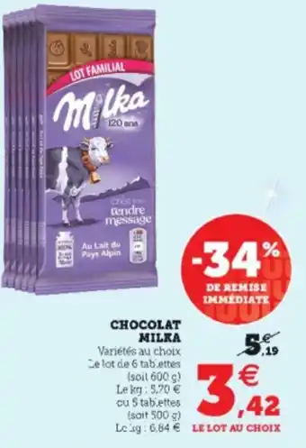 Hyper U Chocolat Milka offre