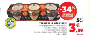 Hyper U Terrines La Mère Lalie offre