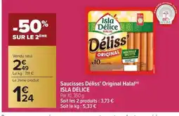 Carrefour Market ISLA DÉLICE Saucisses Déliss' Original Halal offre