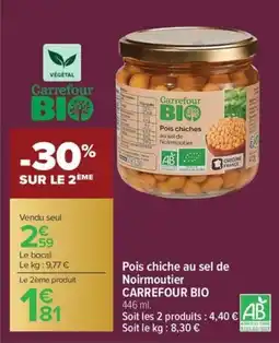 Carrefour Market CARREFOUR BIO Pois chiche au sel de Noirmoutier offre