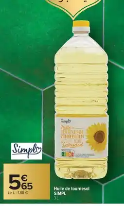 Carrefour Market SIMPL Huile de tournesol offre