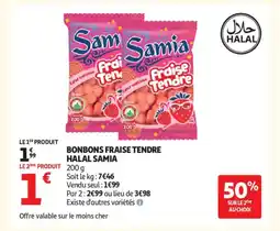 Auchan SAMIA Bonbons fraise tendre halal offre