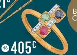 E.Leclerc Bijoux Bague saphir, rubis, émeraude et diamants 0,03 ct, taille 54, or jaune et rhodié offre