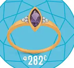 E.Leclerc Bijoux Bague améthyste et diamants 0,03 ct, taille 54, or jaune et rhodié offre