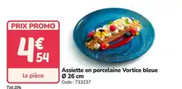 Promocash Assiette en porcelaine Vortice bleue offre