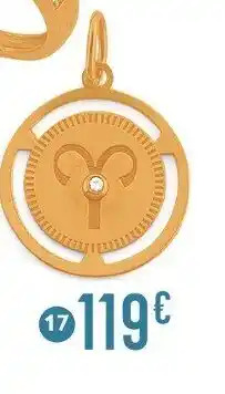 E.Leclerc Bijoux Pendentif zodiaque bélier diamant 0,07 ct, or jaune offre