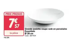 Promocash Grande assiette coupe-wok en porcelaine Essentials offre