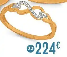 E.Leclerc Bijoux Bague diamants 0,04 ct, taille 54, or jaune et rhodié offre