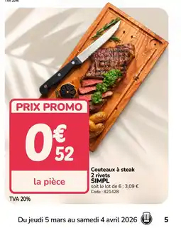 Promocash SIMPL Couteaux à steak 2 rivets offre