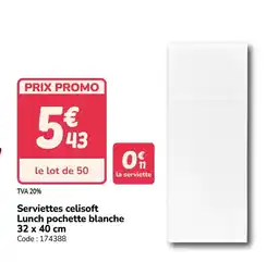 Promocash Serviettes celisoft Lunch pochette blanche offre