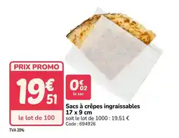 Promocash Sacs à crêpes ingraissables offre