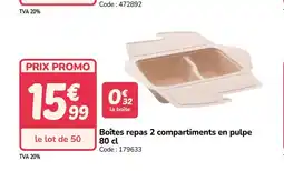 Promocash Boîtes repas 2 compartiments en pulpe offre