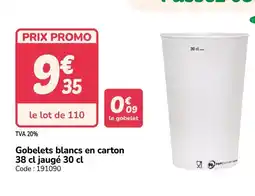 Promocash Gobelets blancs en carton jaugé offre
