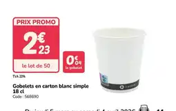Promocash Gobelets en carton blanc simple offre