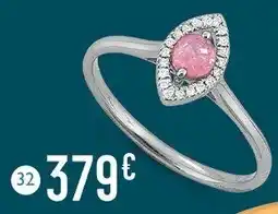 E.Leclerc Bijoux Bague tourmaline rose et diamants 0,05 ct, taille 54, or gris offre