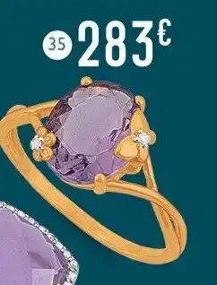 E.Leclerc Bijoux Bague améthyste et diamants 0,01 ct, taille 54, or jaune et rhodié offre