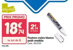 Promocash Feutres craies blancs petit modèle offre