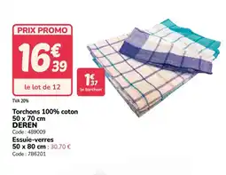 Promocash DEREN Torchons 100% coton offre