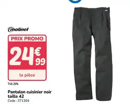Promocash MOLINEL Pantalon cuisinier noir taille 42 offre