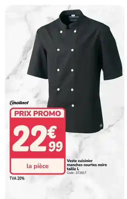 Promocash MOLINEL Veste cuisinier manches courtes noire taille L offre