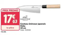 Promocash SABATIER Couteau éminceur japonais Deba offre