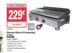 Promocash FAVEX Plancha Silvia II G électrique 2 feux offre