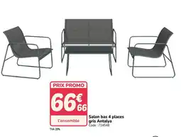 Promocash Salon bas 4 places gris Antalya offre