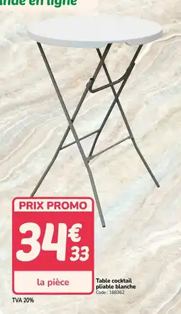 Promocash Table cocktail pliable blanche offre